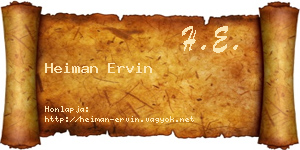 Heiman Ervin névjegykártya